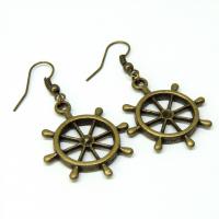 Boucles d oreilles bateau gouvernail bateau bronze pendante