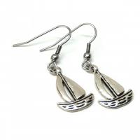 Boucles d oreilles bateau voilier argente pendantes