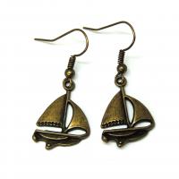 Boucles d oreilles bateau voilier bronze