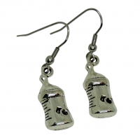 Boucles d oreilles biberon couleur argentee enfance maternite dos creux 1 