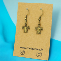 Boucles d oreilles breloque tortue theme marin mer vacances breloque couleur bronze 2 photoroom