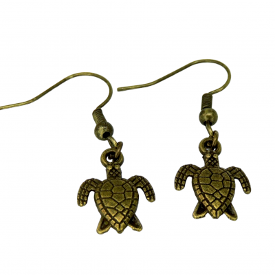 Boucles d oreilles breloque tortue theme marin mer vacances breloque couleur bronze 5 photoroom