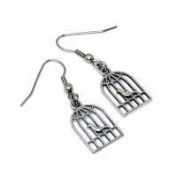 Boucles d oreilles cage a oiseau crochet en acier inoxydable