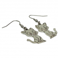 Boucles d oreilles chat assis breloque argentee 10 