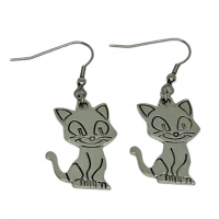 Boucles d oreilles chat assis breloque argentee 7 