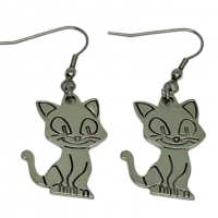 Boucles d oreilles chat assis breloque argentee 8 