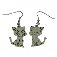 Boucles d oreilles chat assis breloque argentee 9 