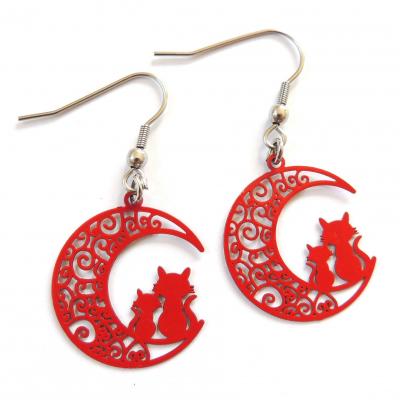 Boucles d oreilles chat rouge 3