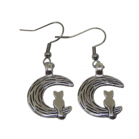 Boucles d oreilles chat sur la lune couleur argentee 1 photoroom