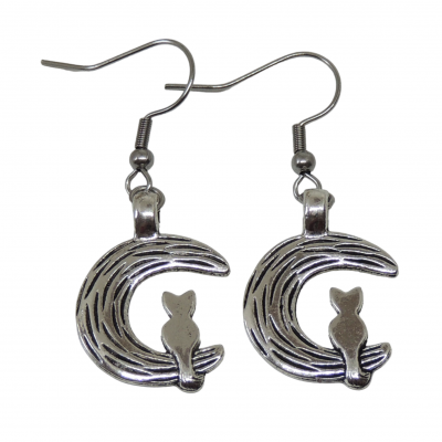 Boucles d oreilles chat sur la lune couleur argentee 2 photoroom 1