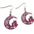 Boucles d oreilles chat sur la lune mauve 2