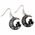 Boucles d oreilles chat sur la lune noir 4 