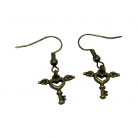 Boucles d oreilles cles coeur avec ailes couleur bronze 4 