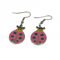 Boucles d oreilles coccinelle couleur rose et bleu breloque argentee email 7 photoroom