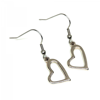 Boucles d oreilles coeur creux couleur argentee 2 