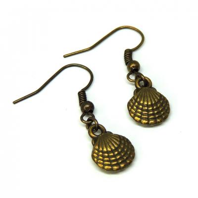 Boucles d oreilles coquillage bronze recto verso pendante crustace