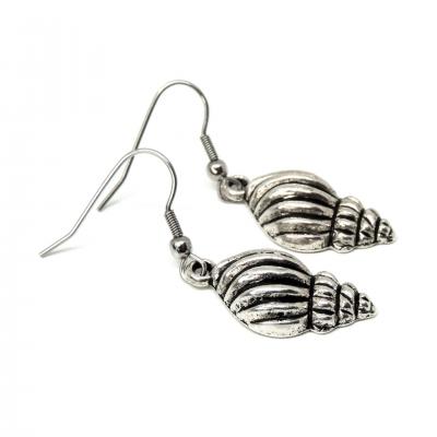 Boucles d oreilles coquillage creux argente pendantes