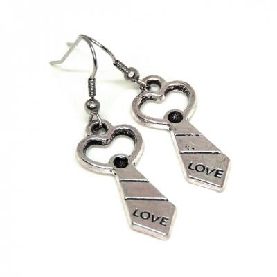 Boucles d oreilles cravate love coeur