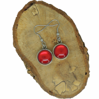 Boucles d oreilles crochet en acier inoxydable cabochon en resine rouge cabochon en verre ancre 15 