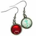 Boucles d oreilles crochet en acier inoxydable cabochon en resine rouge cabochon en verre ancre 5 1 