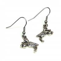 Boucles d oreilles cygogne recto verso argente