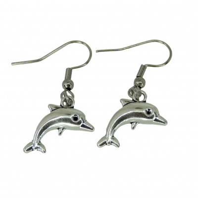 Boucles d oreilles dauphin breloque couleur argentee 1 photoroom