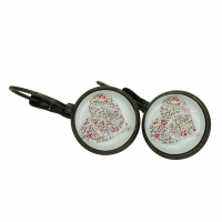 Boucles d oreilles de style dormeuse fleurs coeurs sur fond blanc support en lation bronze sans nickel 4 