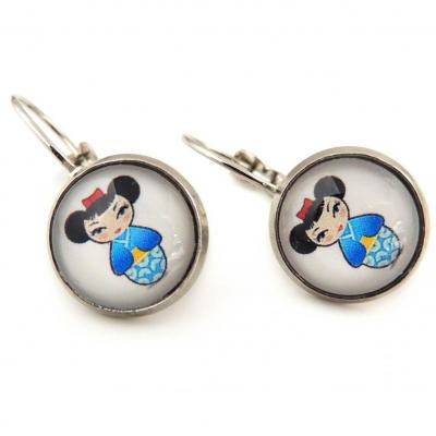 Boucles d oreilles de style dormeuse kokeishi de couleur bleu 5 1 1 