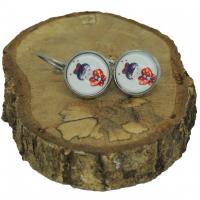 Boucles d oreilles de style dormeuse poupee kokeshi kimono rouge a fleurs 1 