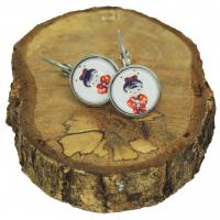 Boucles d oreilles de style dormeuse poupee kokeshi kimono rouge a fleurs 3 