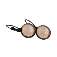 Boucles d oreilles dormeuse cabochon en verre fond rose etoile blanche dormeuse en laiton bronze 2 