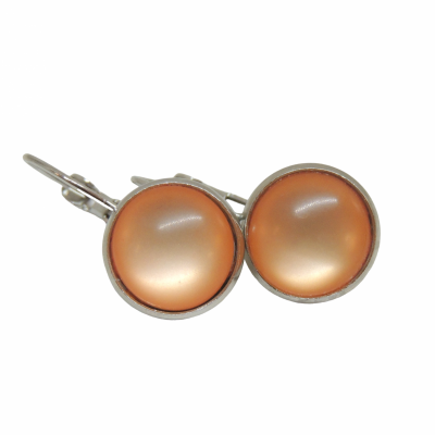 Boucles d oreilles dormeuse cabochon saumon uni argente 2 