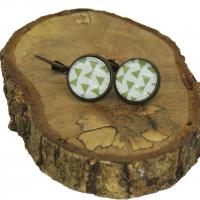 Boucles d oreilles dormeuse en laiton couleur bronze triangle vert 2 
