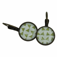 Boucles d oreilles dormeuse en laiton couleur bronze triangle vert 2 