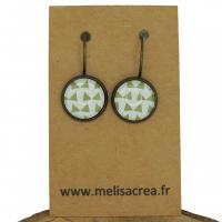 Boucles d oreilles dormeuse en laiton couleur bronze triangle vert 3 