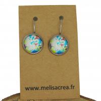 Boucles d oreilles dormeuse en laiton style argente bleu 1 