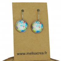 Boucles d oreilles dormeuse en laiton style argente bleu 2 