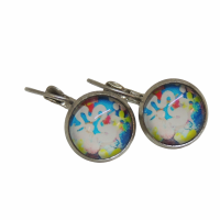 Boucles d oreilles dormeuse en laiton style argente bleu 2 