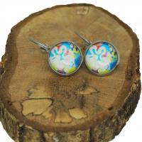 Boucles d oreilles dormeuse en laiton style argente bleu 3 
