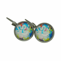 Boucles d oreilles dormeuse en laiton style argente bleu 3 