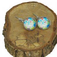 Boucles d oreilles dormeuse en laiton style argente bleu 4 