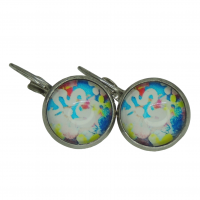 Boucles d oreilles dormeuse en laiton style argente bleu 4 