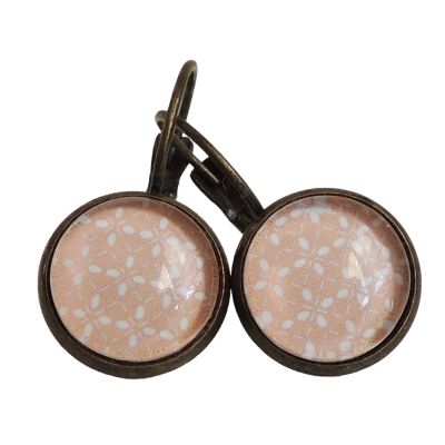 Boucles d oreilles dormeuse etoile blanche sur fond rose dormeuse en laiton couleur bronze 8 1 