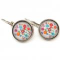 Boucles d oreilles dormeuse fleurs multicolores papillon libellule laiton argente 2 1 1 