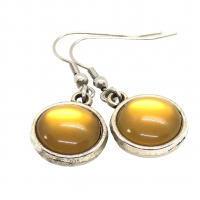 Boucles d oreilles double face cabochon en resine marron kaki double face 1 