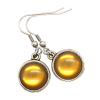 Boucles d oreilles double face cabochon en resine marron kaki double face 2 