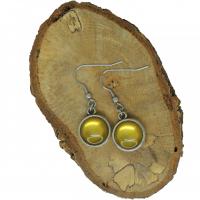 Boucles d oreilles double face cabochon en resine marron kaki double face 3 
