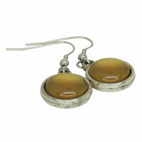 Boucles d oreilles double face cabochon en resine marron kaki double face 3 