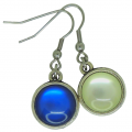 Boucles d oreilles double face cabochon en resine vert et bleu support crochet en acieri noxydable 1 