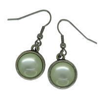 Boucles d oreilles double face cabochon en resine vert et en verre tortue crochet en acier inoxydable 14 